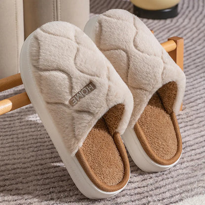 Couple Plush Winter Slippers | Cozy Warm Indoor House Shoes for Men & Women