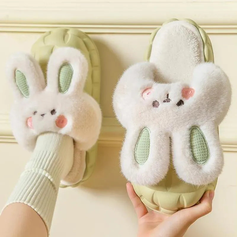Rabbit Fuzzy Slippers | Cozy Washable Indoor Winter Slippers