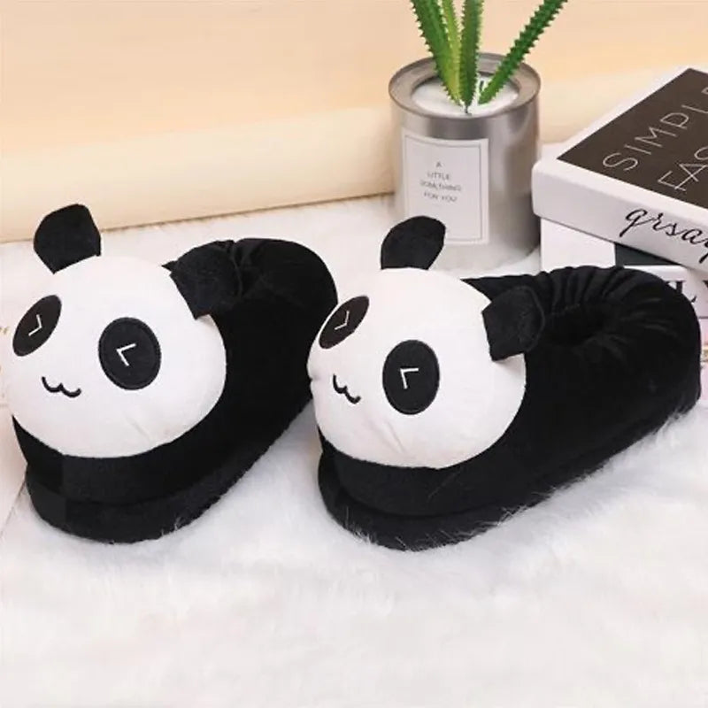 Cute Panda Plush Slippers – Warm Winter Indoor House Shoes
