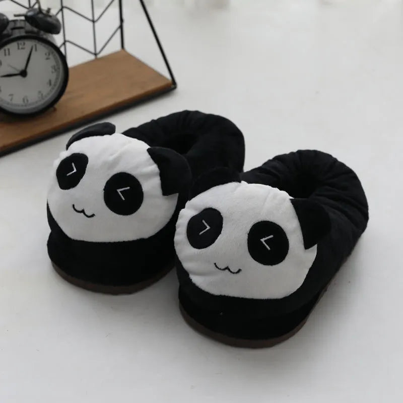 Cute Panda Plush Slippers – Warm Winter Indoor House Shoes