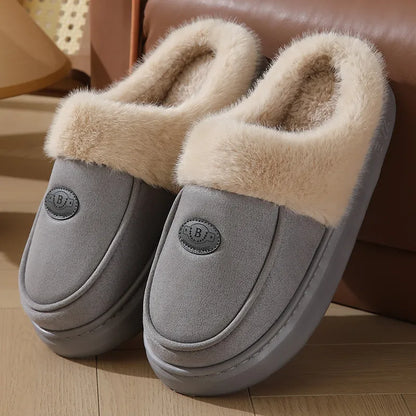 Warm Men’s Indoor Suede Slippers – Plush Lined & Anti-Slip