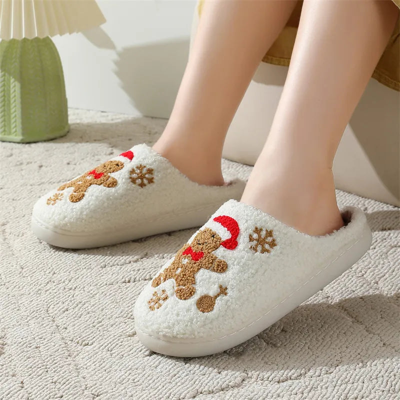 Christmas Plush Slippers  – Warm Non-Slip Indoor Winter Shoes