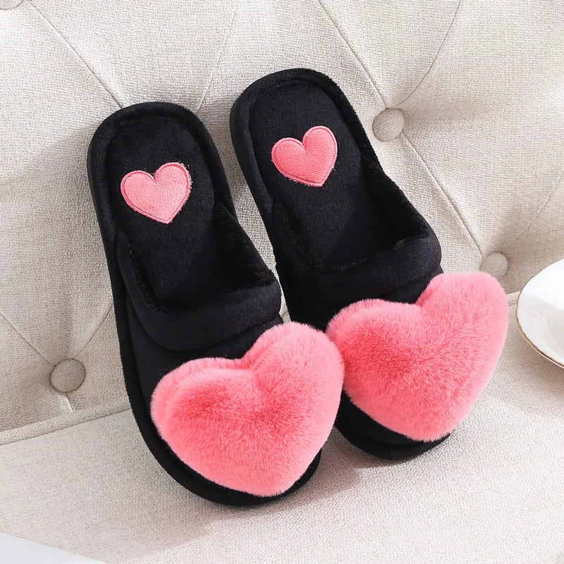 Warm Plush Love Slippers – Soft Valentine Home Shoes