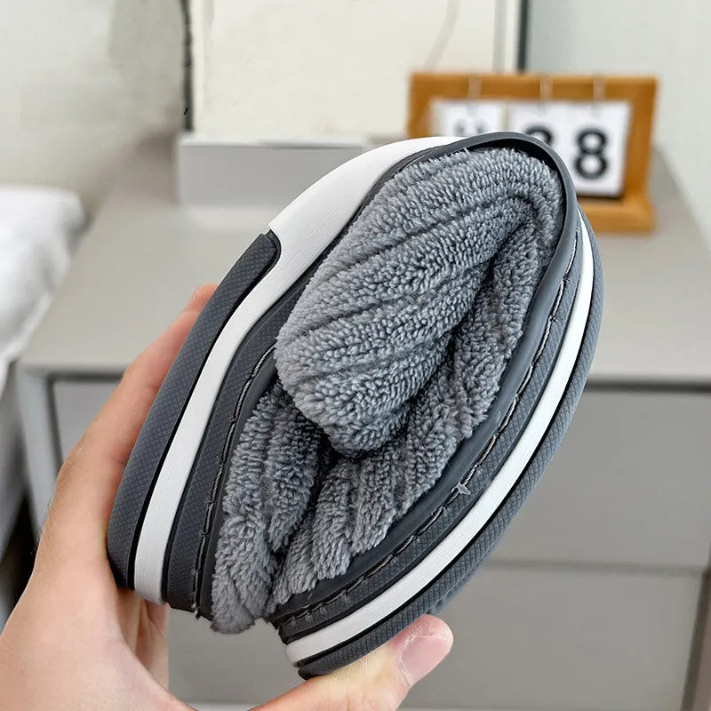 Solid Color Winter Slippers – Warm Plush Anti-Slip Indoor Shoes