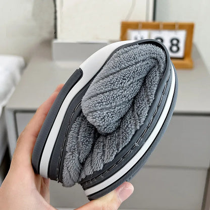 Solid Color Winter Slippers – Warm Plush Anti-Slip Indoor Shoes