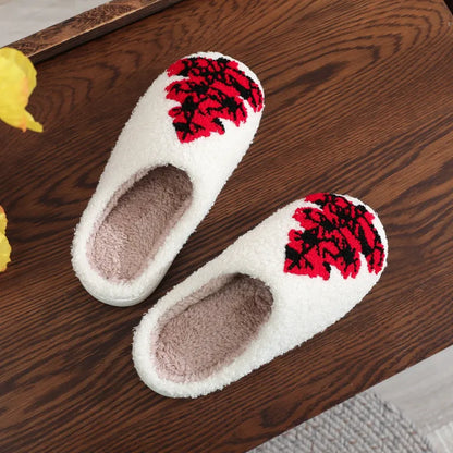 Warm Christmas Tree Slippers for Women – Soft Fuzzy Non-Slip House Shoes